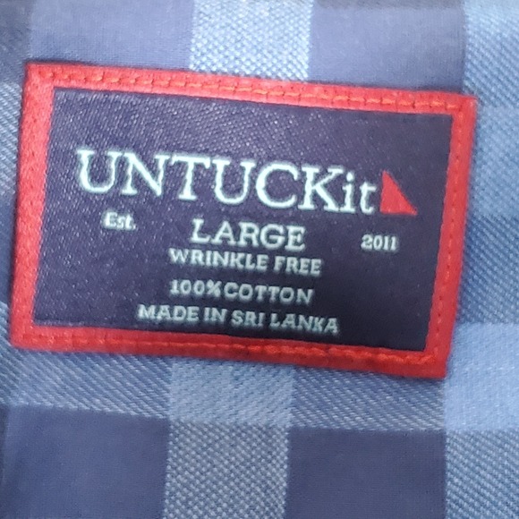 UNTUCKit Walton WF Men's Button Up Shirt Large Long Sleeve Blue Plaid - Picture 8 of 14